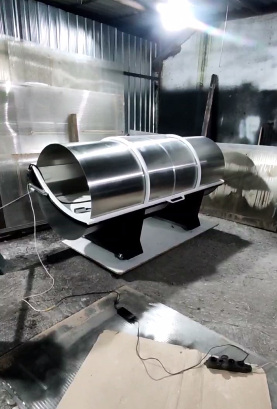 Curved steel shell in the workshop